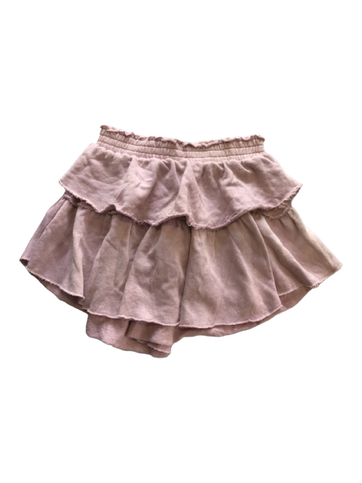 Love Shack Fancy, Love Shack Fancy Size Small Mauve Pink Cotton Mini Tiered Ruffle Detail Skirt