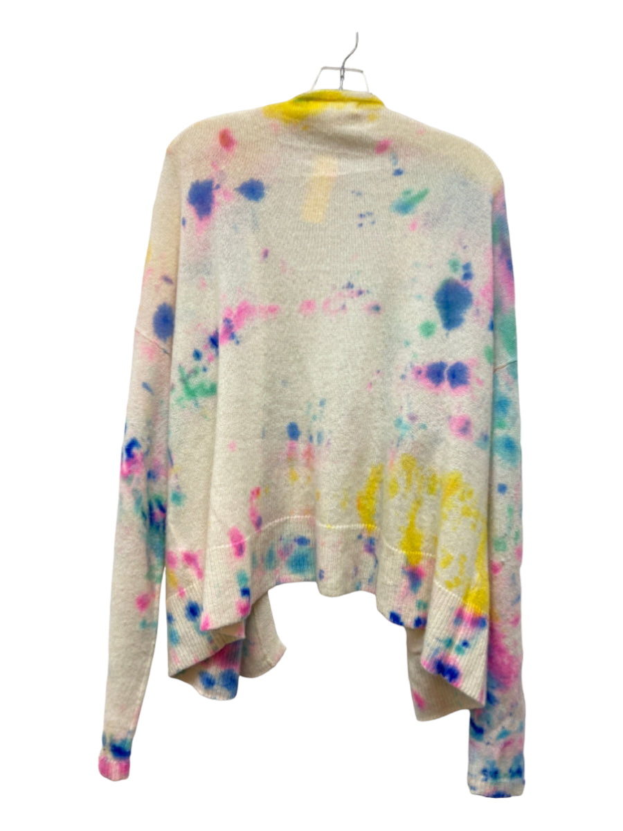 Love Tanjane, Love Tanjane Size M Cream & Multi Cashmere Tie Dye Open Front Cardigan