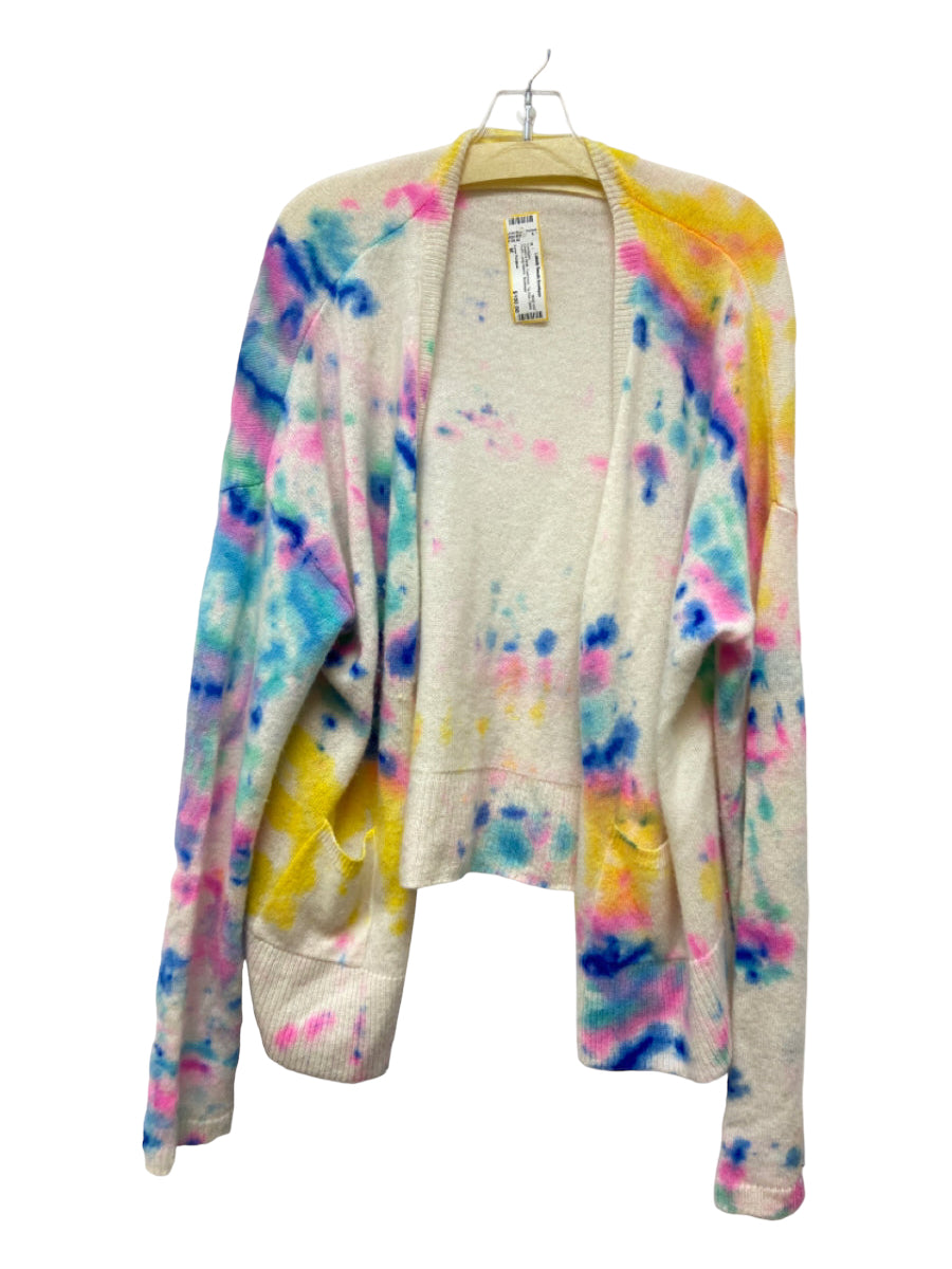 Love Tanjane, Love Tanjane Size M Cream & Multi Cashmere Tie Dye Open Front Cardigan