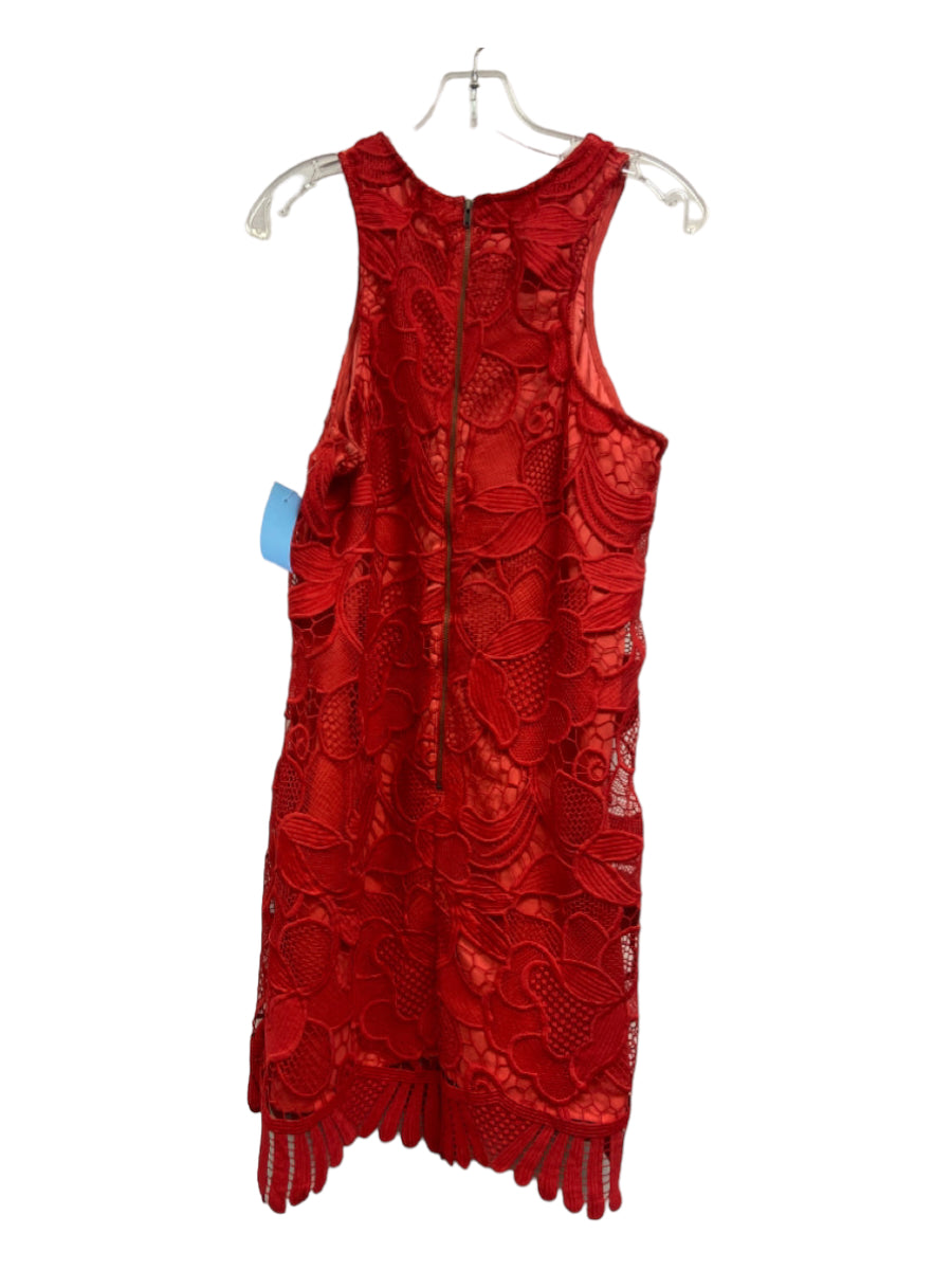 Lovers + Friends, Lovers + Friends Size M Red Polyester Sleeveless Crochet Lace Back Zip Dress