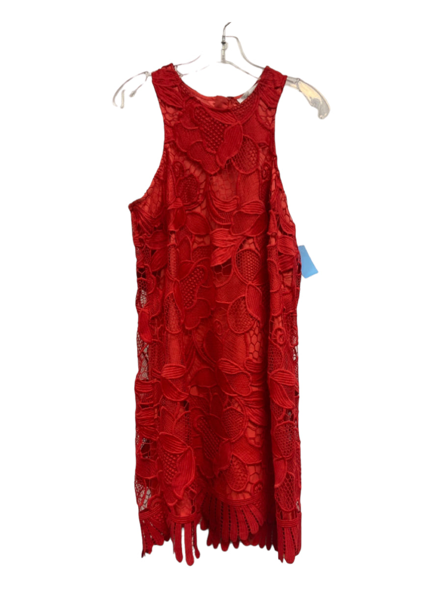 Lovers + Friends, Lovers + Friends Size M Red Polyester Sleeveless Crochet Lace Back Zip Dress