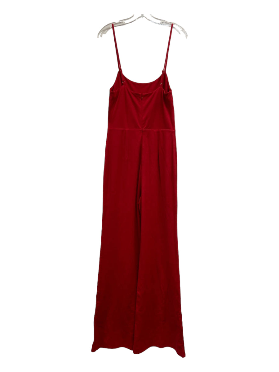 Lovers + Friends, Lovers + Friends Size Medium Red Rayon Blend Spaghetti Strap Wide Leg Jumpsuit