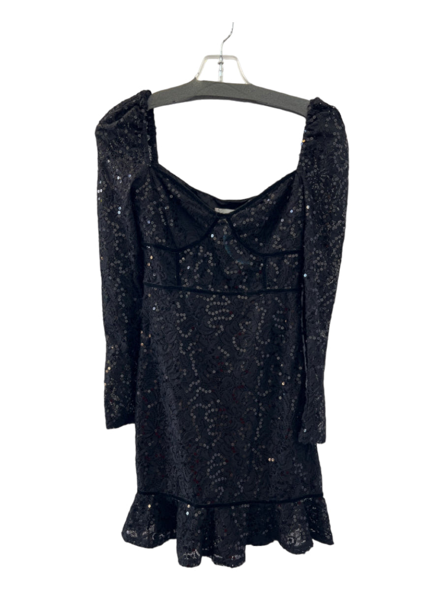 Lovers + Friends, Lovers + Friends Size S Black Sequin Long Sleeve Mini Off Shoulder Dress