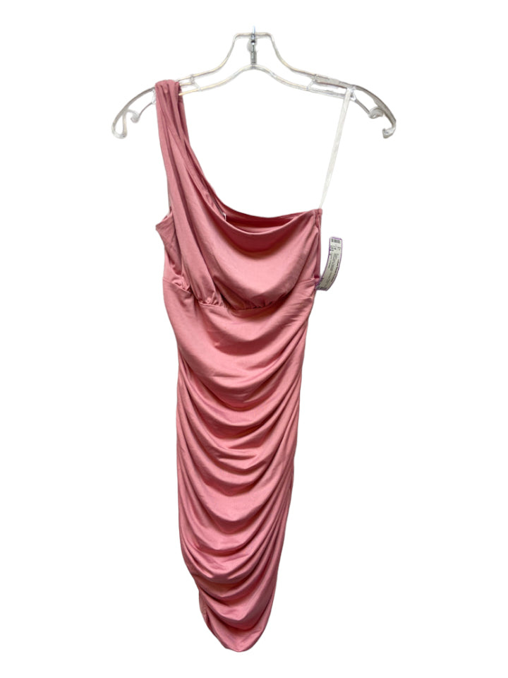 Lovers + Friends, Lovers + Friends Size S Pink Polyester Ruched One Shoulder Dress