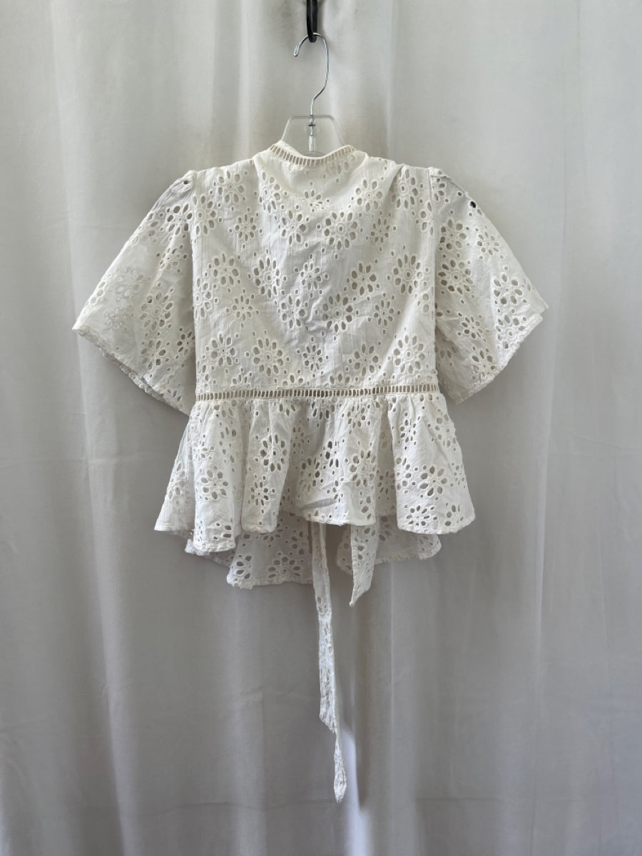 Lovers + Friends, Lovers + Friends Size S White Cotton Eyelet Wrap Top