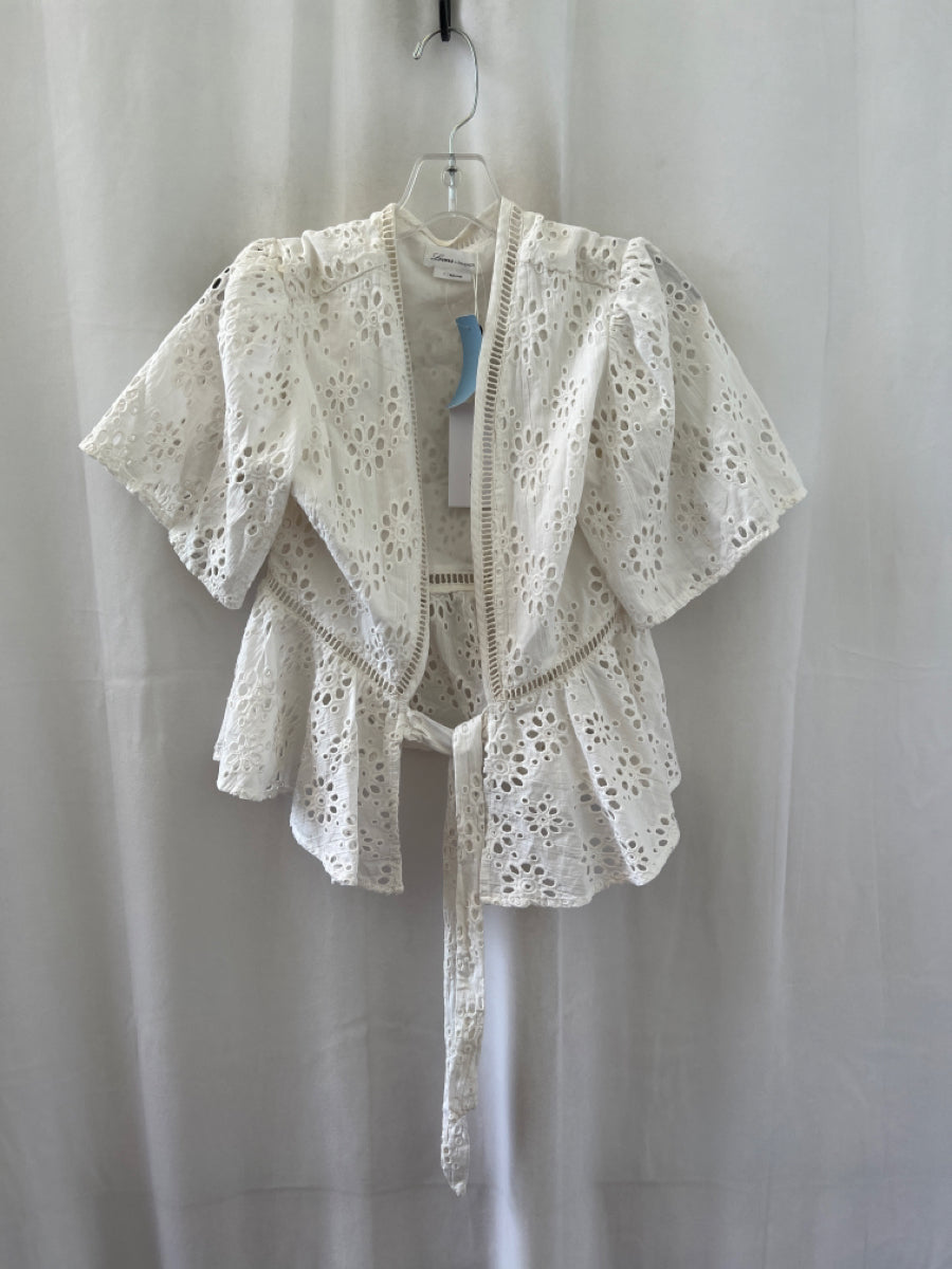 Lovers + Friends, Lovers + Friends Size S White Cotton Eyelet Wrap Top