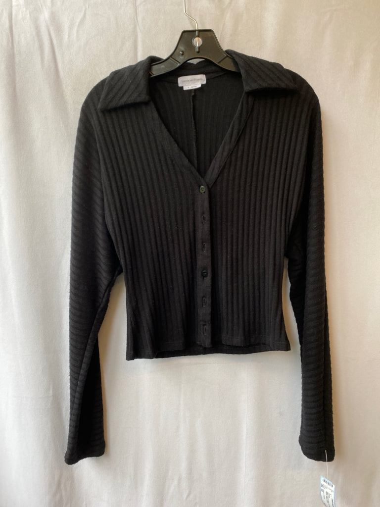 Lovers + Friends, Lovers + Friends Size XS Black Collared Button Up Long Sleeve Ribbed Sweater