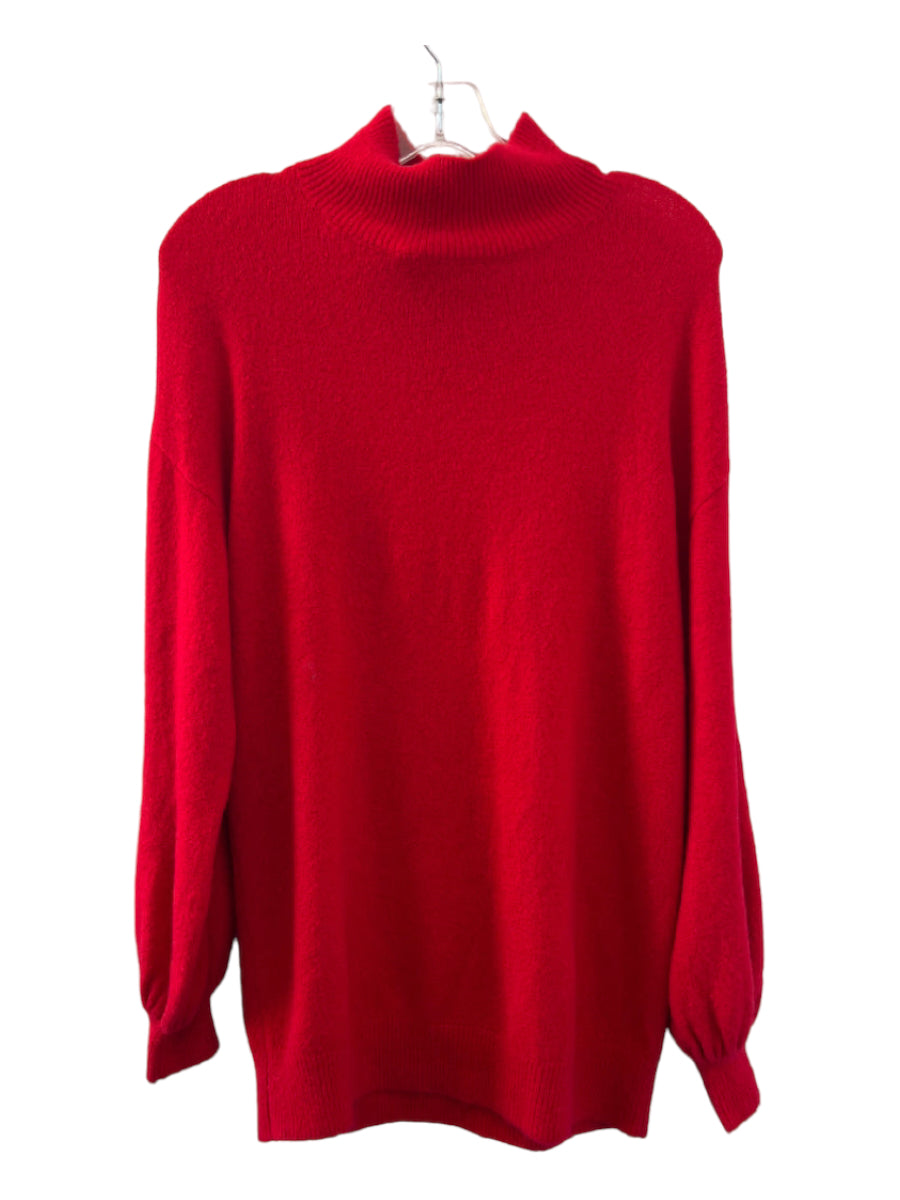 Lovers + Friends, Lovers + Friends Size XS Red Acrylic Blend Balloon Sleeve Turtle Neck Sweater