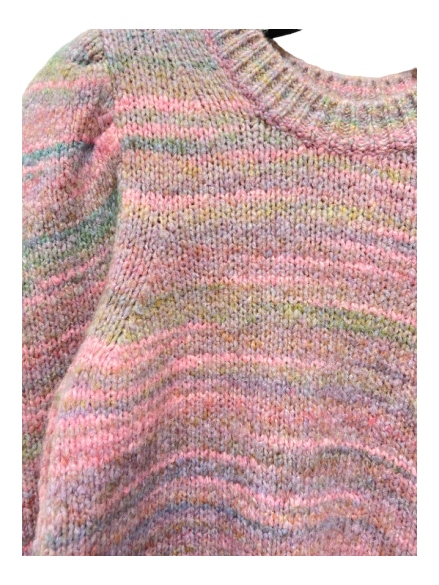 Loveshackfancy, Loveshackfancy Size M Pink & Multi Acrylic Blend Knit Striped Sweater