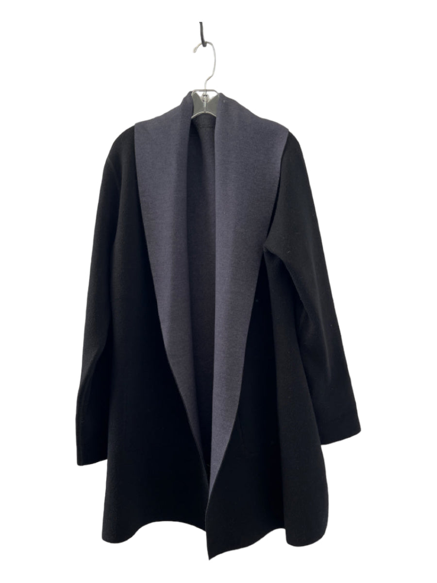 Luii, Luii Size XL Black & Gray Viscose Blend Open Front Reversible Front Pockets Coat