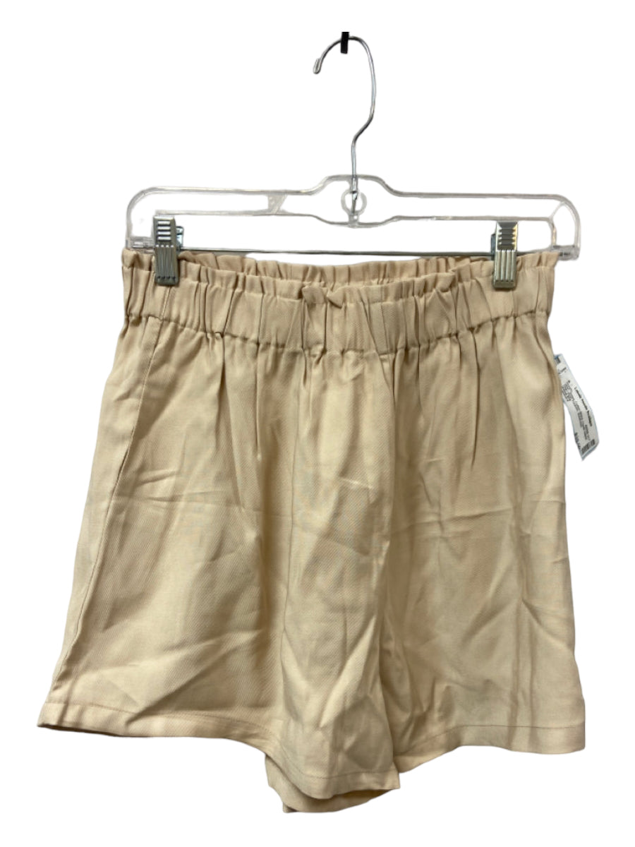 Luminary, Luminary Size S Beige Cotton Blend Elastic Waist High Rise Pockets Shorts