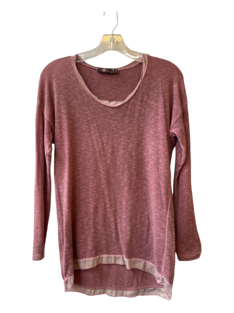 M, M Size XS Maroon Cotton Blend Round Neck Long Sleeve Layered Top