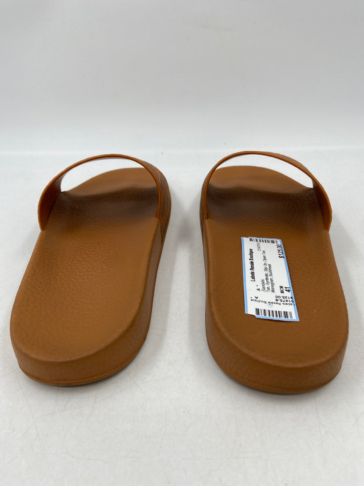 MCM, MCM Shoe Size 41 Tan Synthetic Slip On Open Toe Monogram Sandals