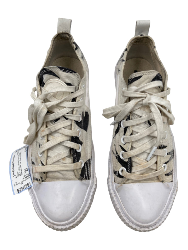 MCQ, MCQ Shoe Size 41 AS IS White & Black Canvas Birds Sneaker Men's Shoes