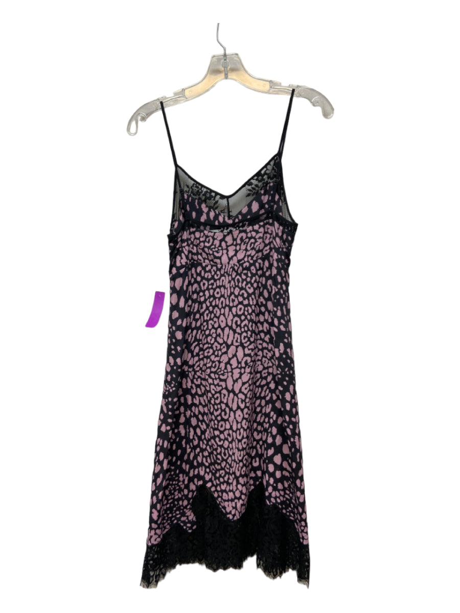 MCQ, MCQ Size 42 Pink & Black Viscose Cheetah Print Slip dress Lace Trim Dress