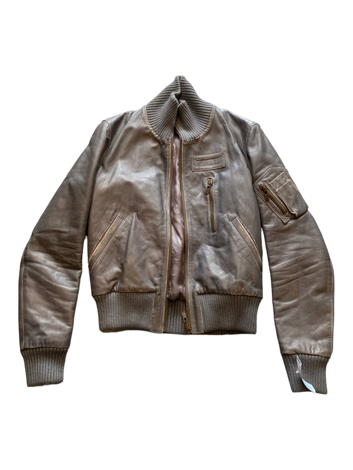 MCQ, MCQ Size 48 Gray Leather Solid Bomber Men's Jacket