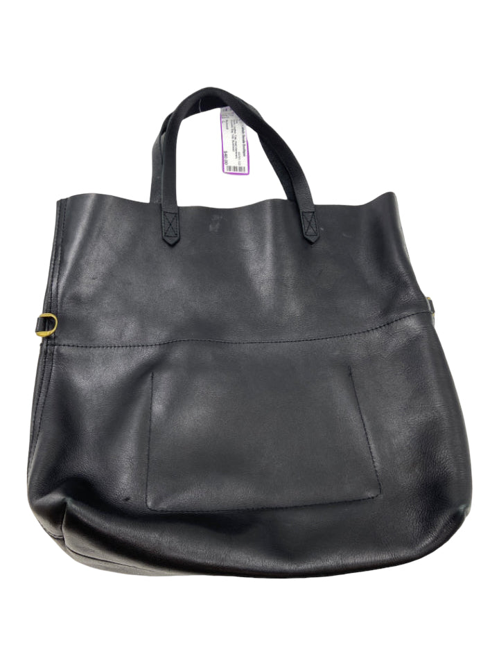 Madewell, Madewell Black Leather Tote Gold Hardware Shoulder Bag Tote Bag