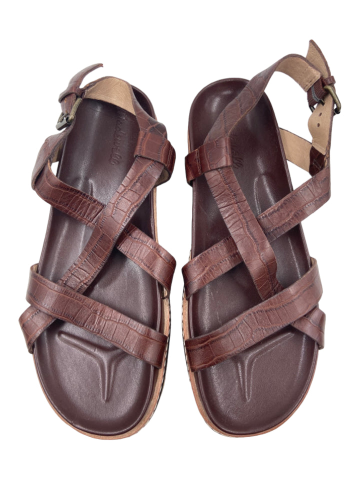 Madewell, Madewell Shoe Size 8 Brown Leather Platform Criss Cross Open Toe Sandals