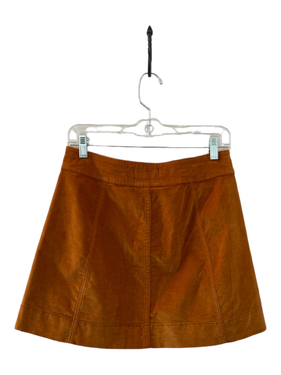 Madewell, Madewell Size 2 Mustard Velvet Snap Buttons A Line Skirt