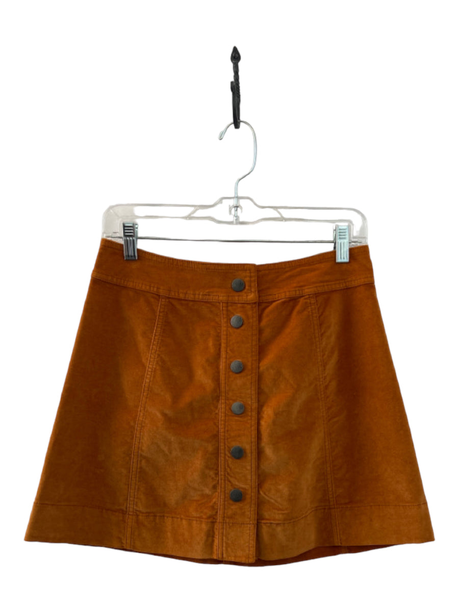 Madewell, Madewell Size 2 Mustard Velvet Snap Buttons A Line Skirt