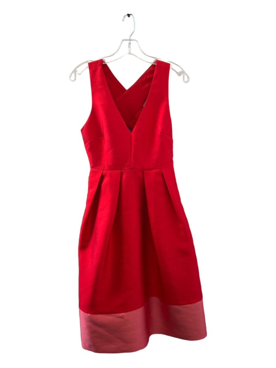 Maeve, Maeve Size 0 Red & Pink Cross Back Open Back Pockets Side Zip Dress