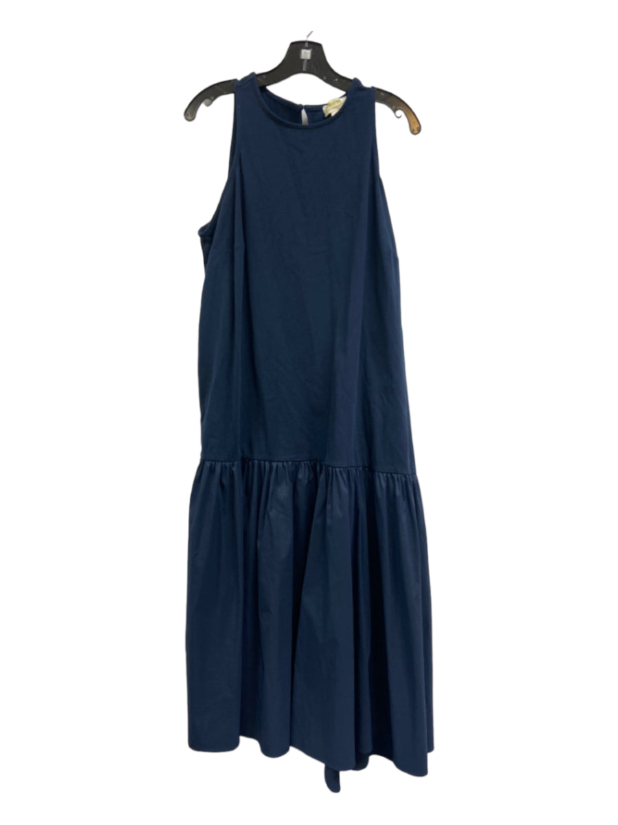 Maeve, Maeve Size 1X Navy Blue Cotton Sleeveless Fabric Block Drop Waist Maxi Dress