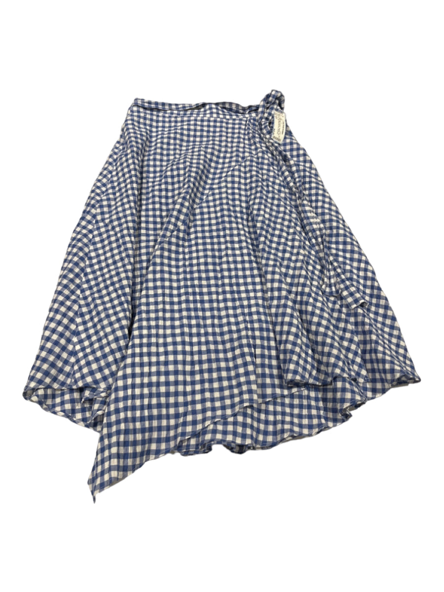 Maeve, Maeve Size 2 Blue & White Polyester Gingham Side Zip Sash Below the Knee Skirt