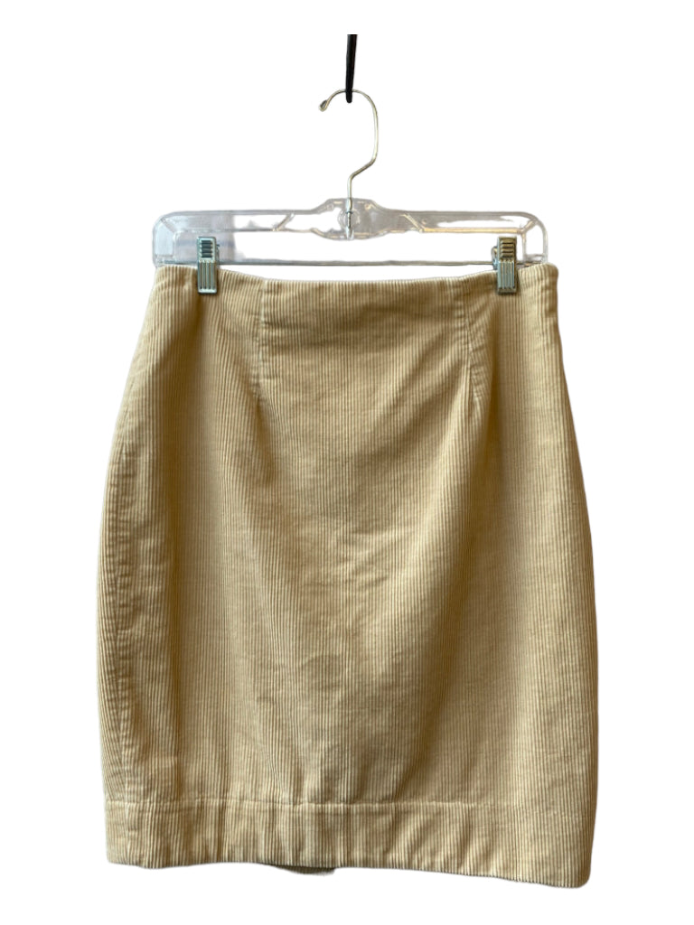 Maeve, Maeve Size 2 Cream White Cotton High Waist Knee Length Corduroy Side Zip Skirt