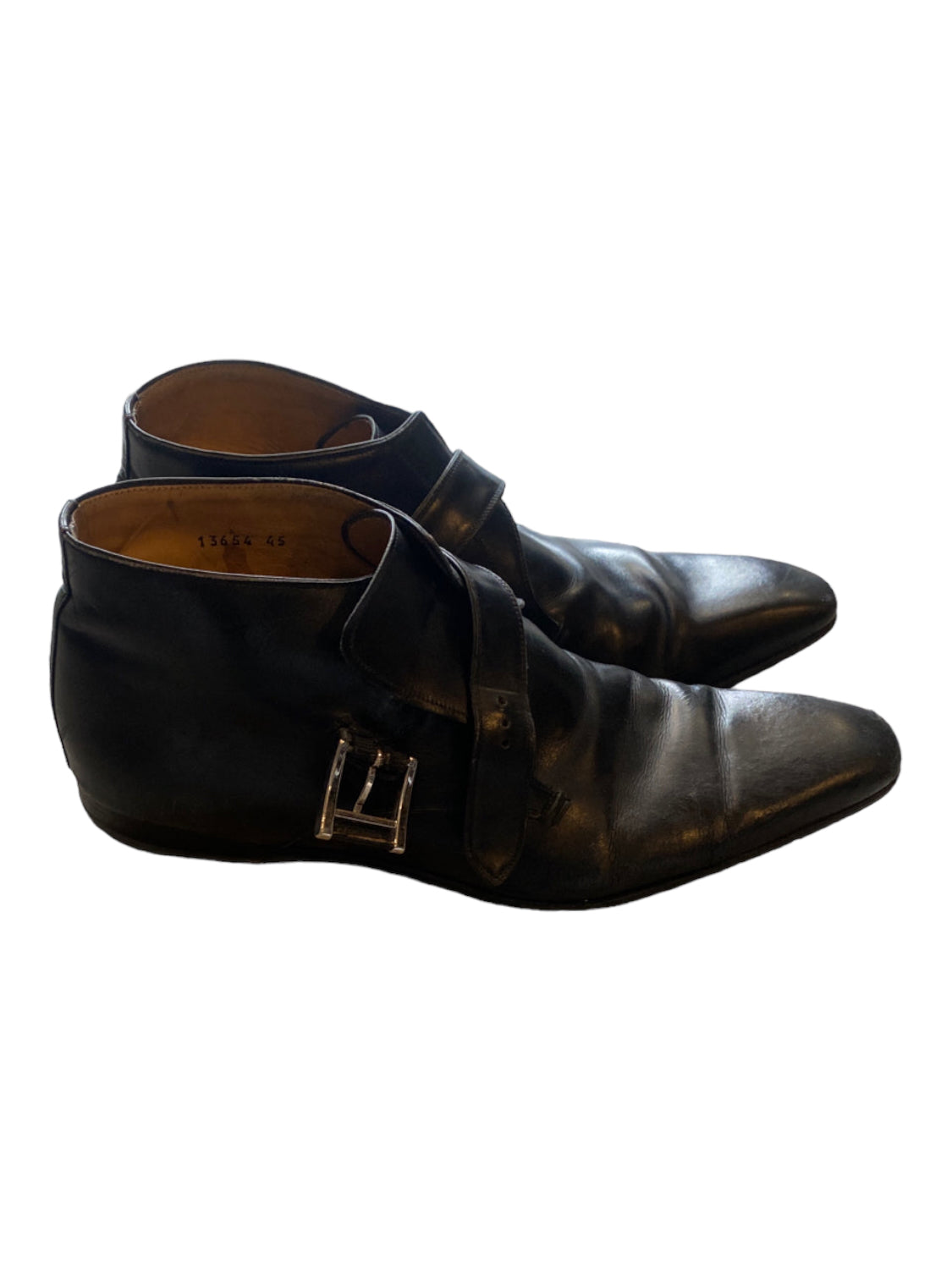 Magnanni, Magnanni Shoe Size 45 AS IS Black Leather Solid Dress Single monk strap Shoes