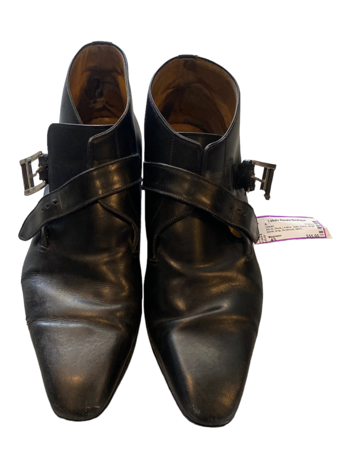 Magnanni, Magnanni Shoe Size 45 AS IS Black Leather Solid Dress Single monk strap Shoes