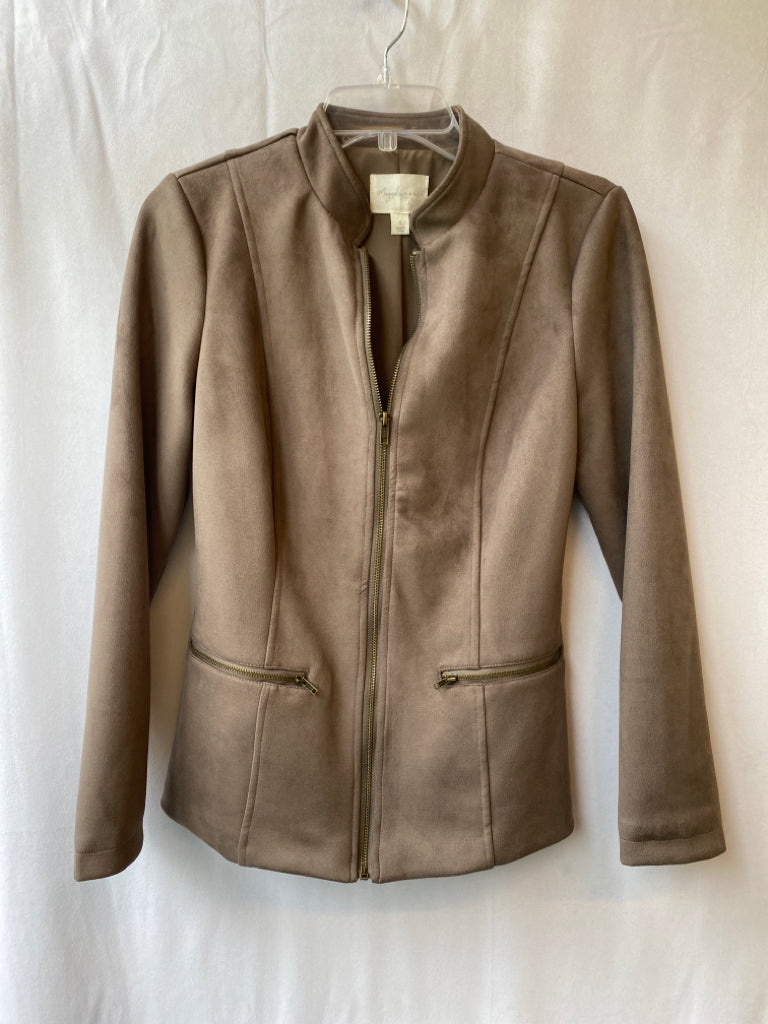 Magnolia Grace, Magnolia Grace Size S Brown Polyester Blend Zip Front Suede Jacket