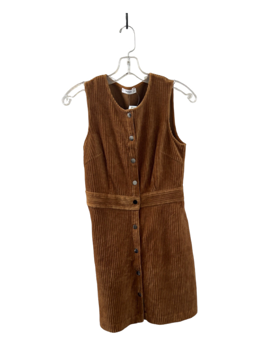 Mango, Mango Size Small Light Bronze Cotton Ribbed Button up Dress