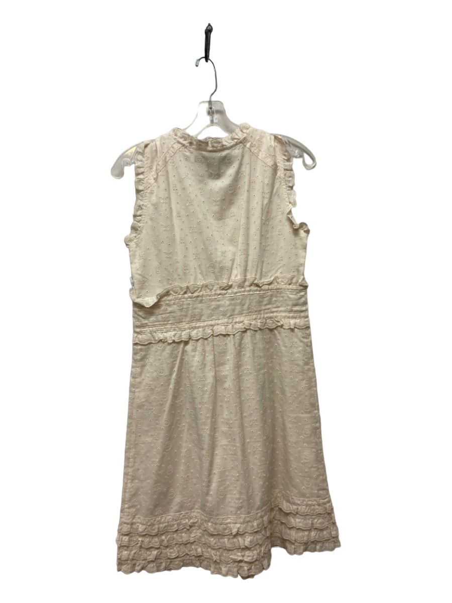 Marc By Marc Jacobs, Marc By Marc Jacobs Size 2 Beige Cotton Sleeveless Embroidered Ruffle Dress