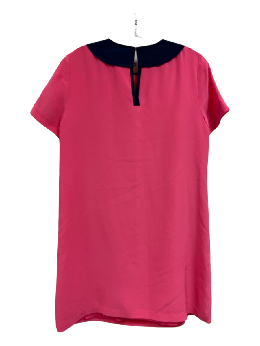 Marc By Marc Jacobs, Marc By Marc Jacobs Size 4 Pink & Navy Silk Collared Pintuck Short Sleeve Dress