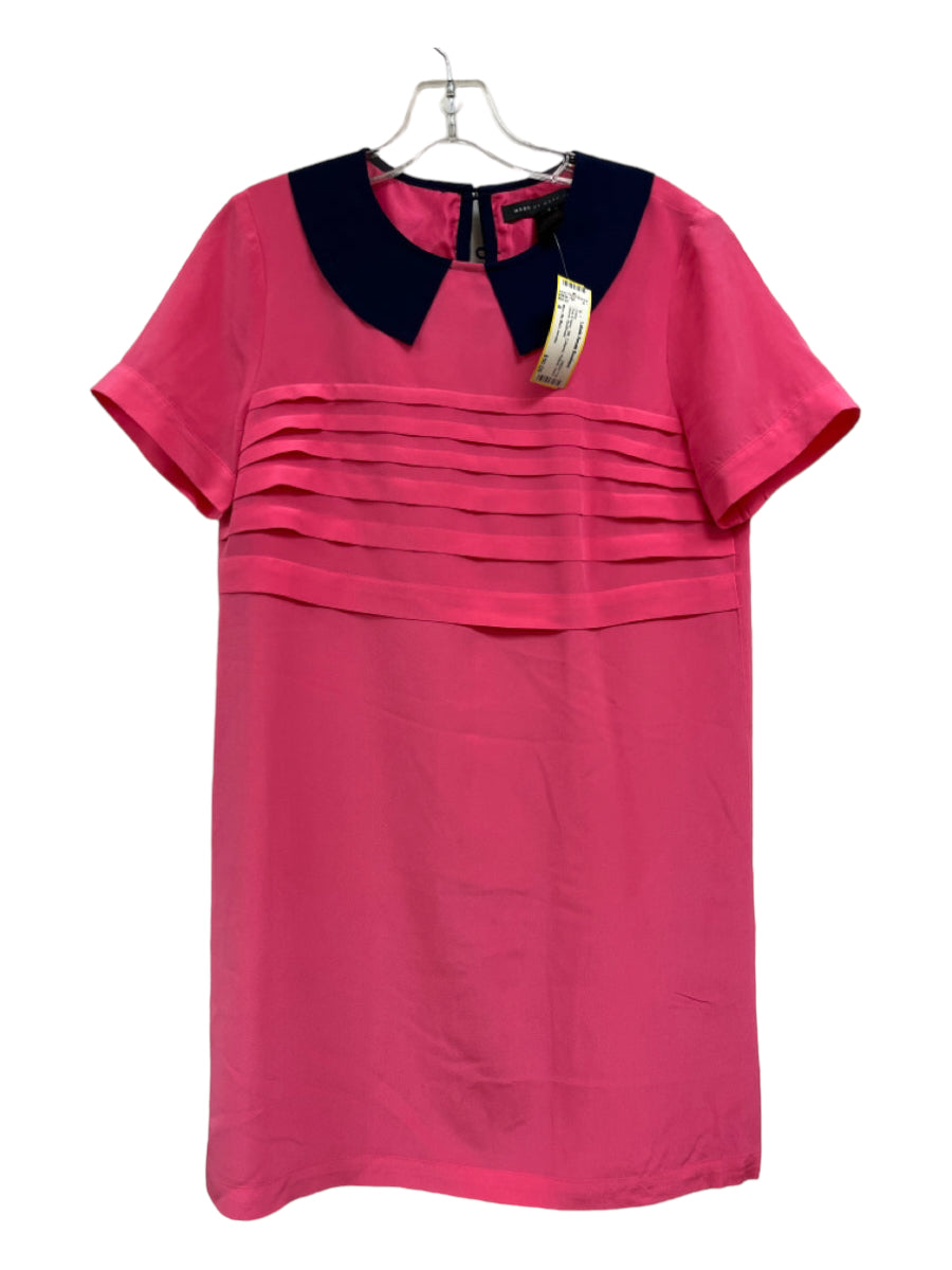 Marc By Marc Jacobs, Marc By Marc Jacobs Size 4 Pink & Navy Silk Collared Pintuck Short Sleeve Dress