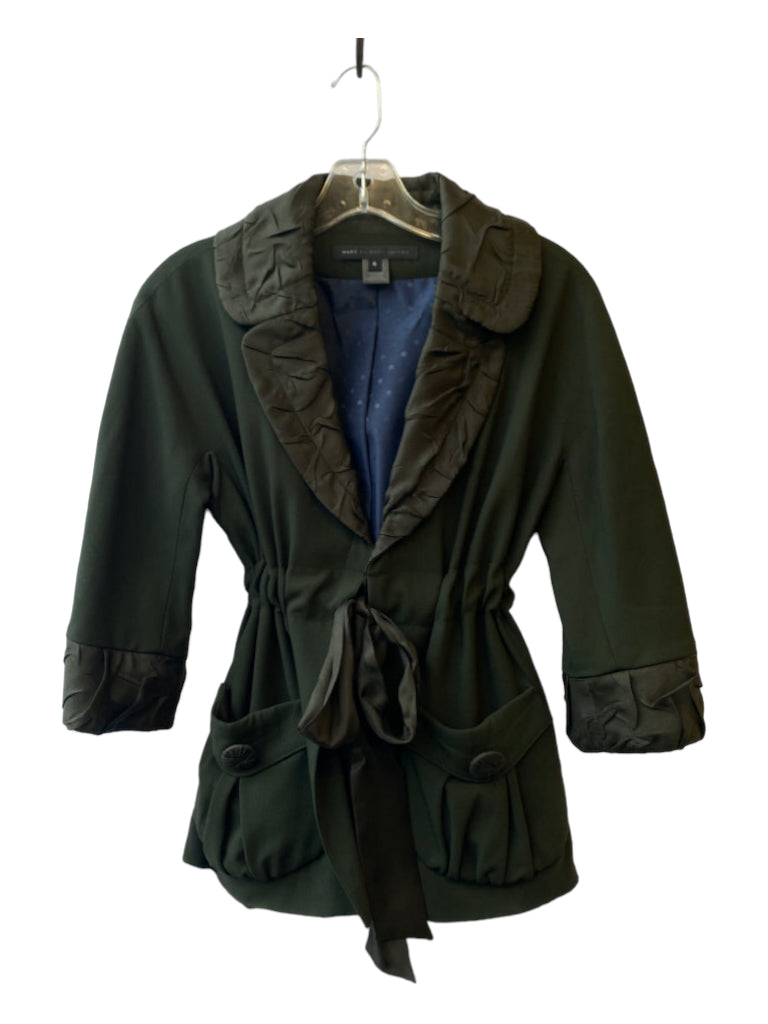 Marc By Marc Jacobs, Marc By Marc Jacobs Size 6 Green Viscose Blend Collared Tie Front Pockets Jacket