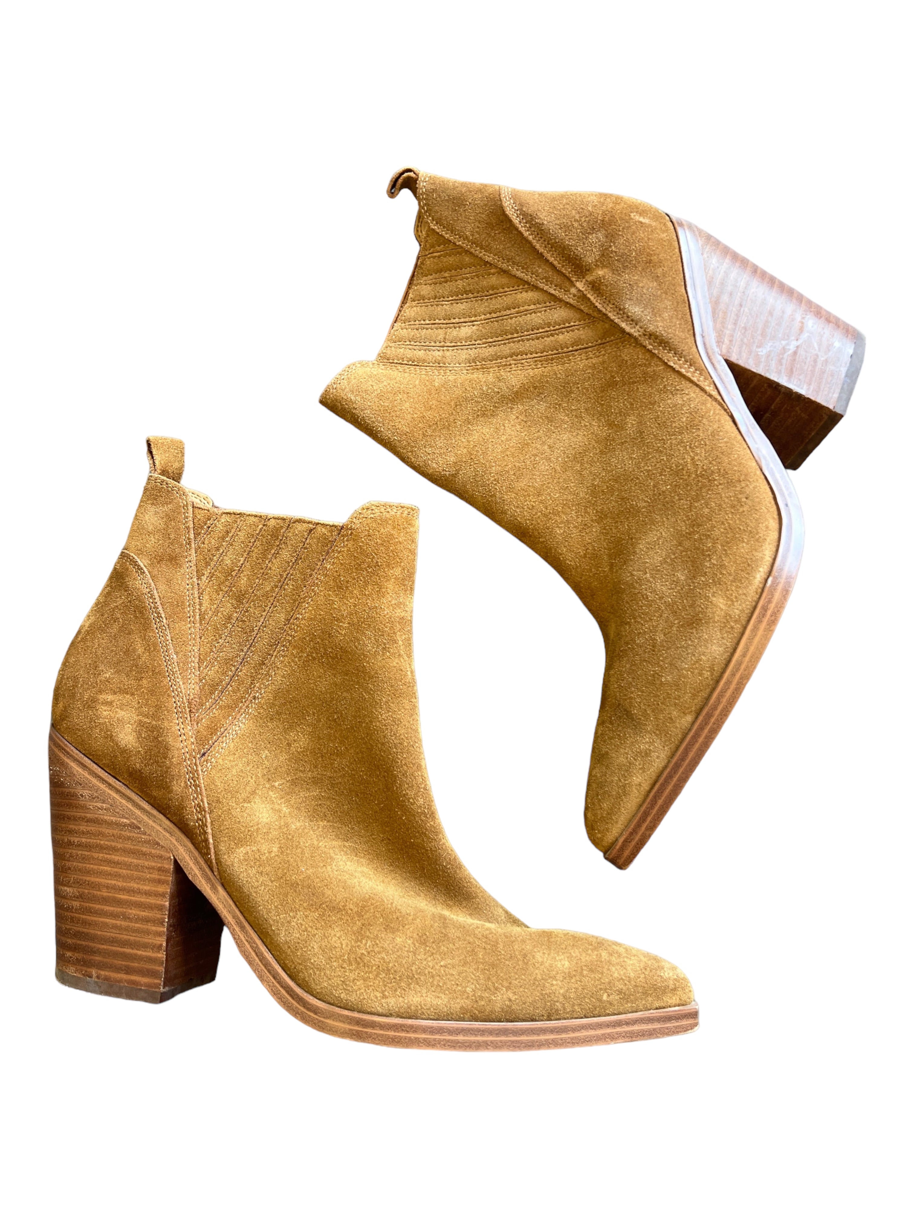 Marc Fisher, Marc Fisher Shoe Size 10 Camel Suede Block Heel Booties