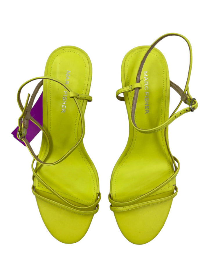 Marc Fisher, Marc Fisher Shoe Size 7 Neon Yellow Leather Upper Wrap Ankle Strap Sandals