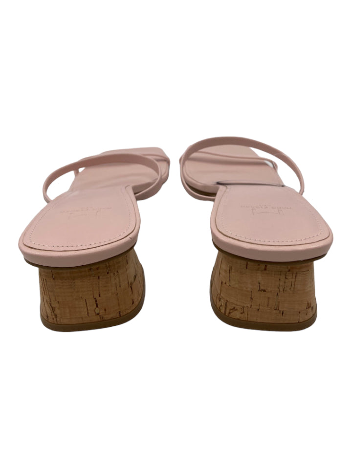 Marc Fisher, Marc Fisher Shoe Size 8.5 Pink Leather Cork Heel Square Toe Open Toe Sandals