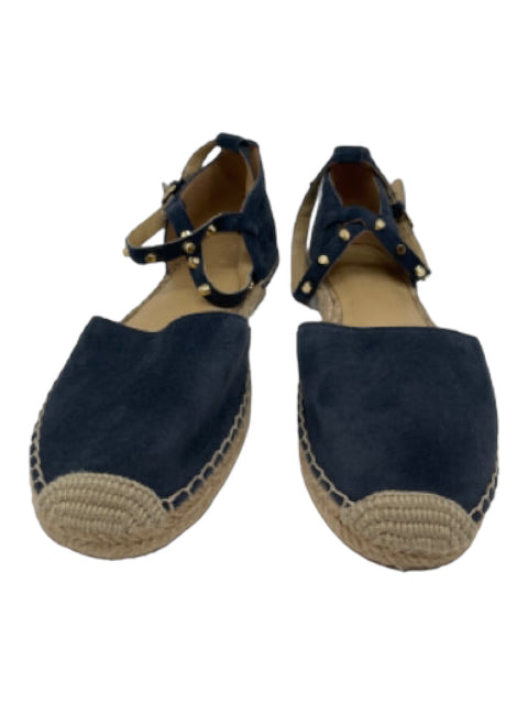 Marc Fisher, Marc Fisher Shoe Size 9 Navy Blue Suede Studded D'orsay ankle strap Espadrille