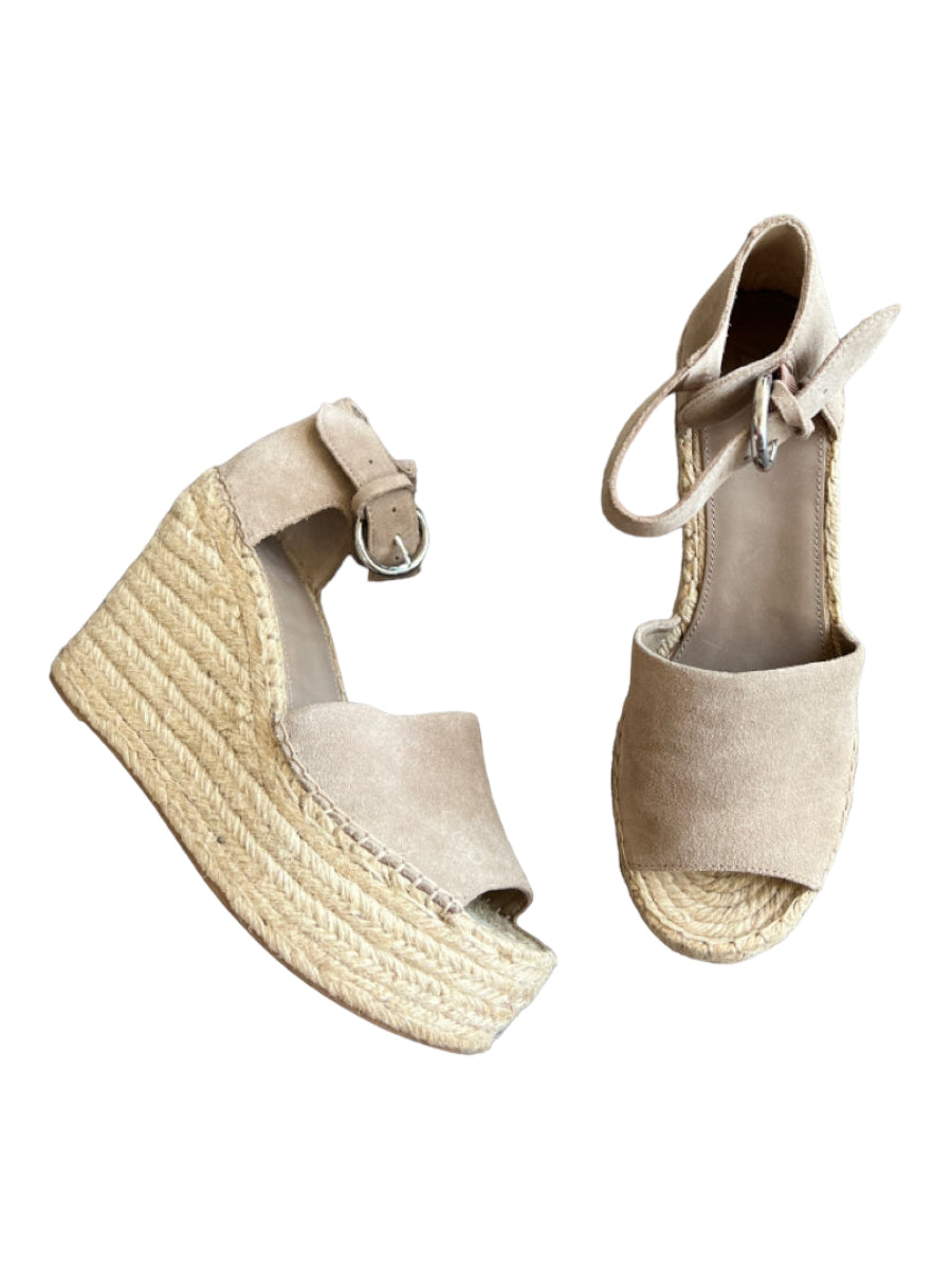 Marc Fisher, Marc Fisher Shoe Size 9.5 Gray & Tan Suede Ankle Strap Wedge Espadrille