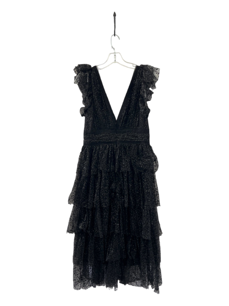 Marchesa Notte, Marchesa Notte Size 10 Black Sequin Beaded Tulle sparkles V Neck Dress