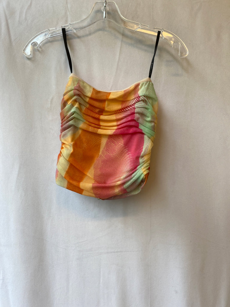 Marciano For Guess, Marciano For Guess Size XS Orange, Pink & Blue Nylon Strapless Ruched Top