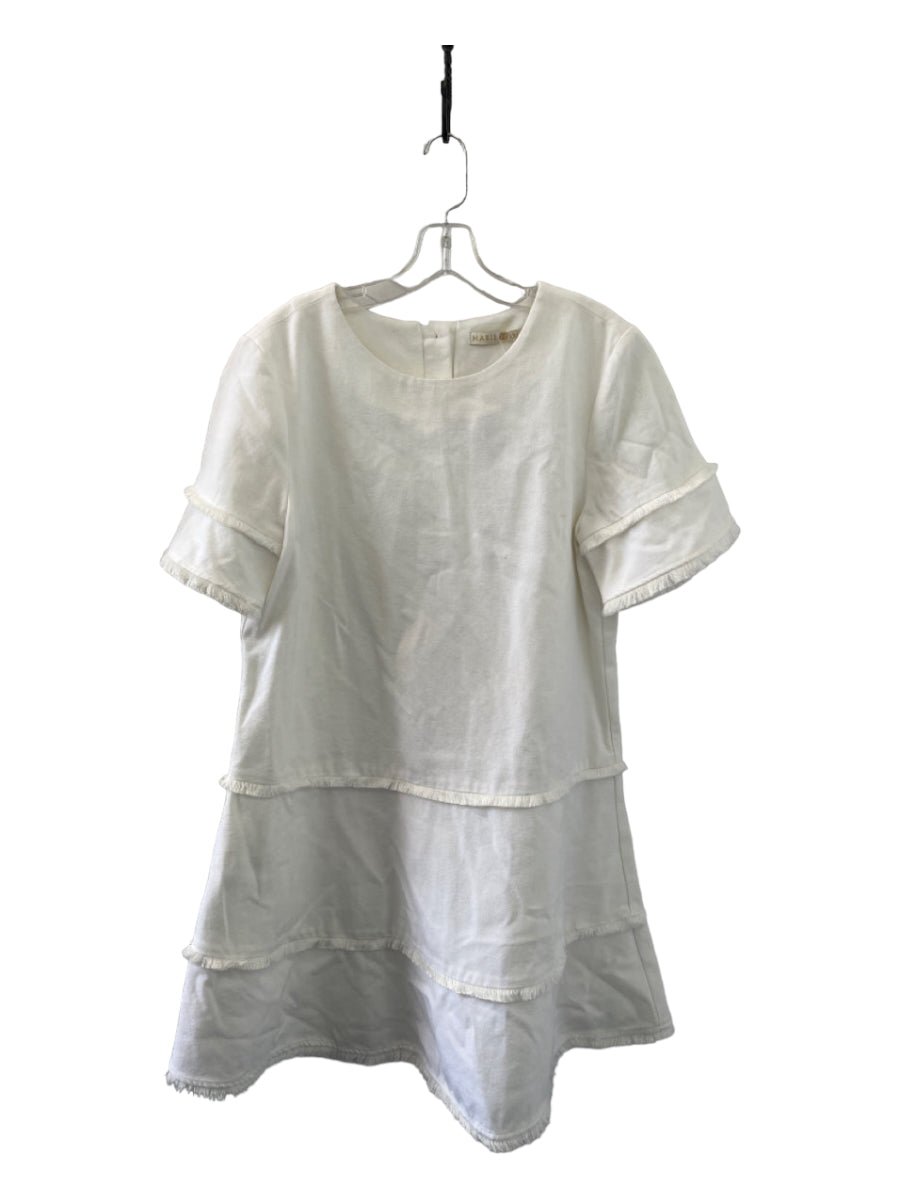 Marie Oliver, Marie Oliver Size M White Cotton Fringe Short Sleeve Dress