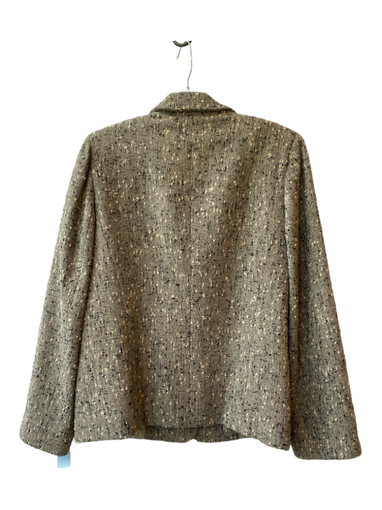 Marina Rinaldi, Marina Rinaldi Size Est L Beige Wool Blend Collared Button Up tweed Jacket