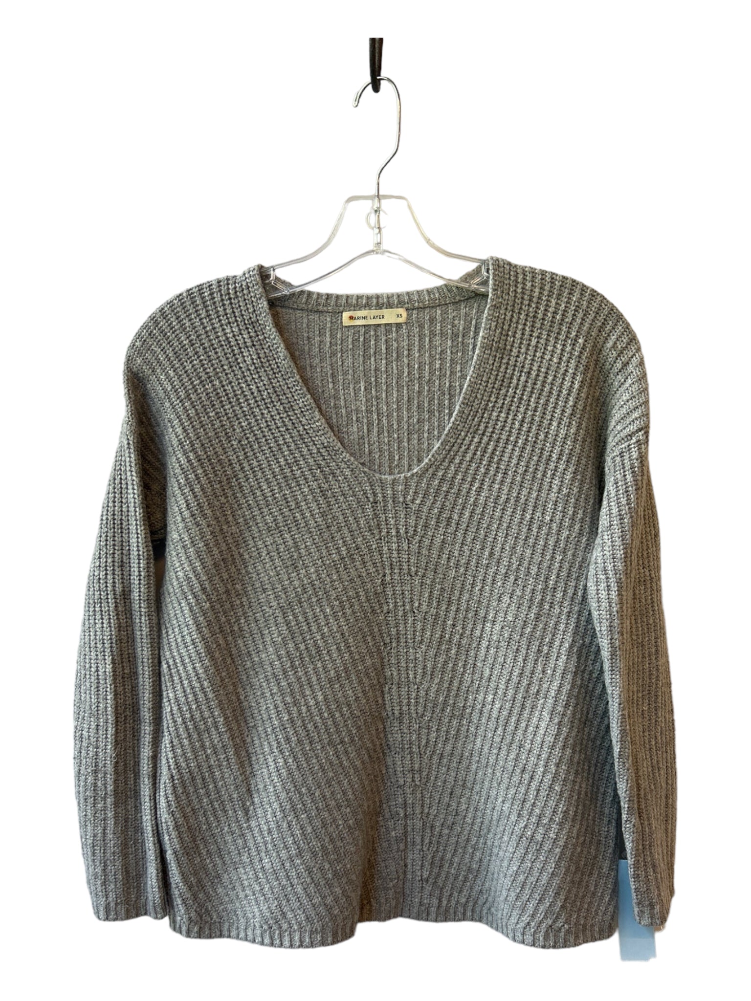 Marine Layer, Marine Layer Size XS Light Gray Nylon Blend U Neck Long Sleeve Knit Sweater