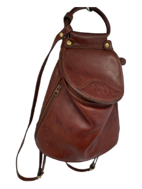 Marley Hodgson, Marley Hodgson Chestnut Brown Leather Back Strap Zip Close Backpack