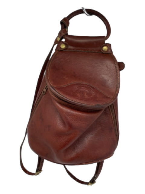 Marley Hodgson, Marley Hodgson Chestnut Brown Leather Back Strap Zip Close Backpack