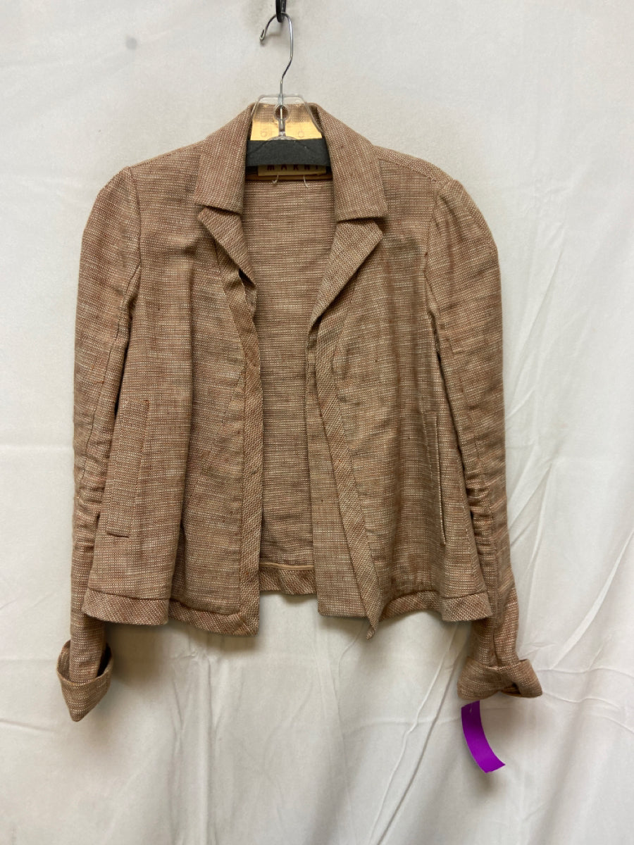 Marni, Marni Size 38/S Tan Cotton Side Slits Snaps Long Sleeve Jacket