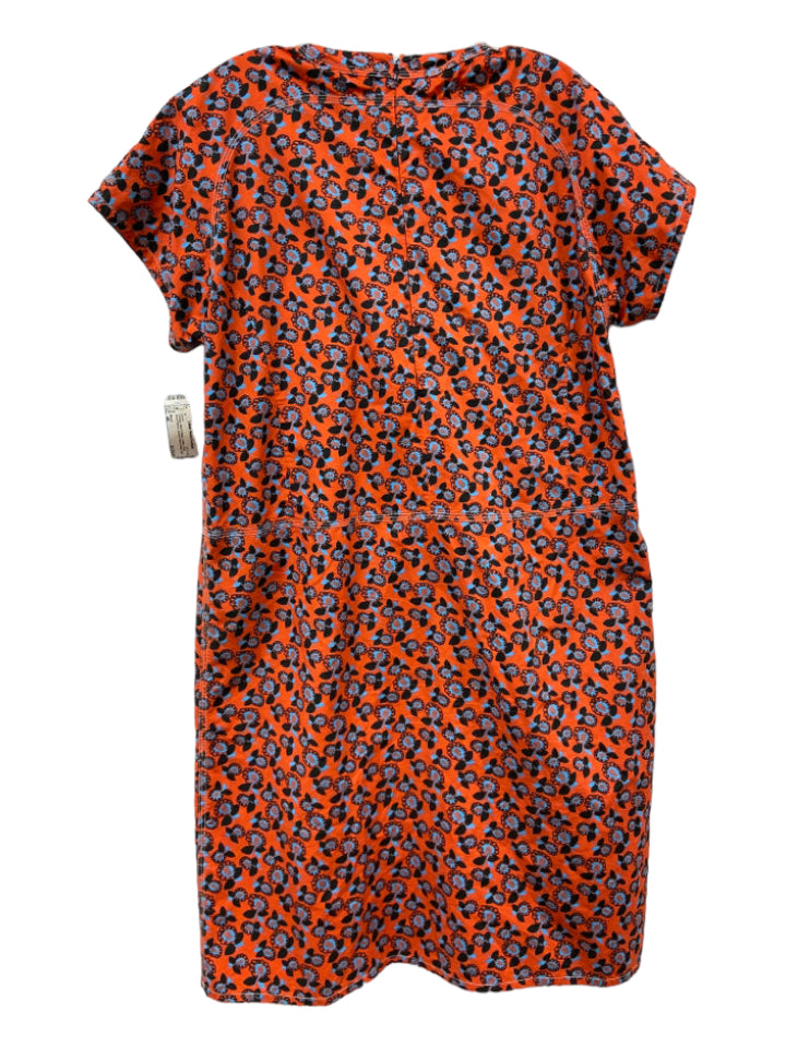 Marni, Marni Size 46 Orange, Blue & Black Cotton Floral Short Sleeve pocket Dress